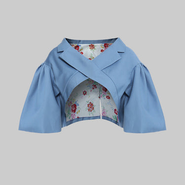 Collar Stitching Floral Cloth Short Faux Cloak Short Blazer